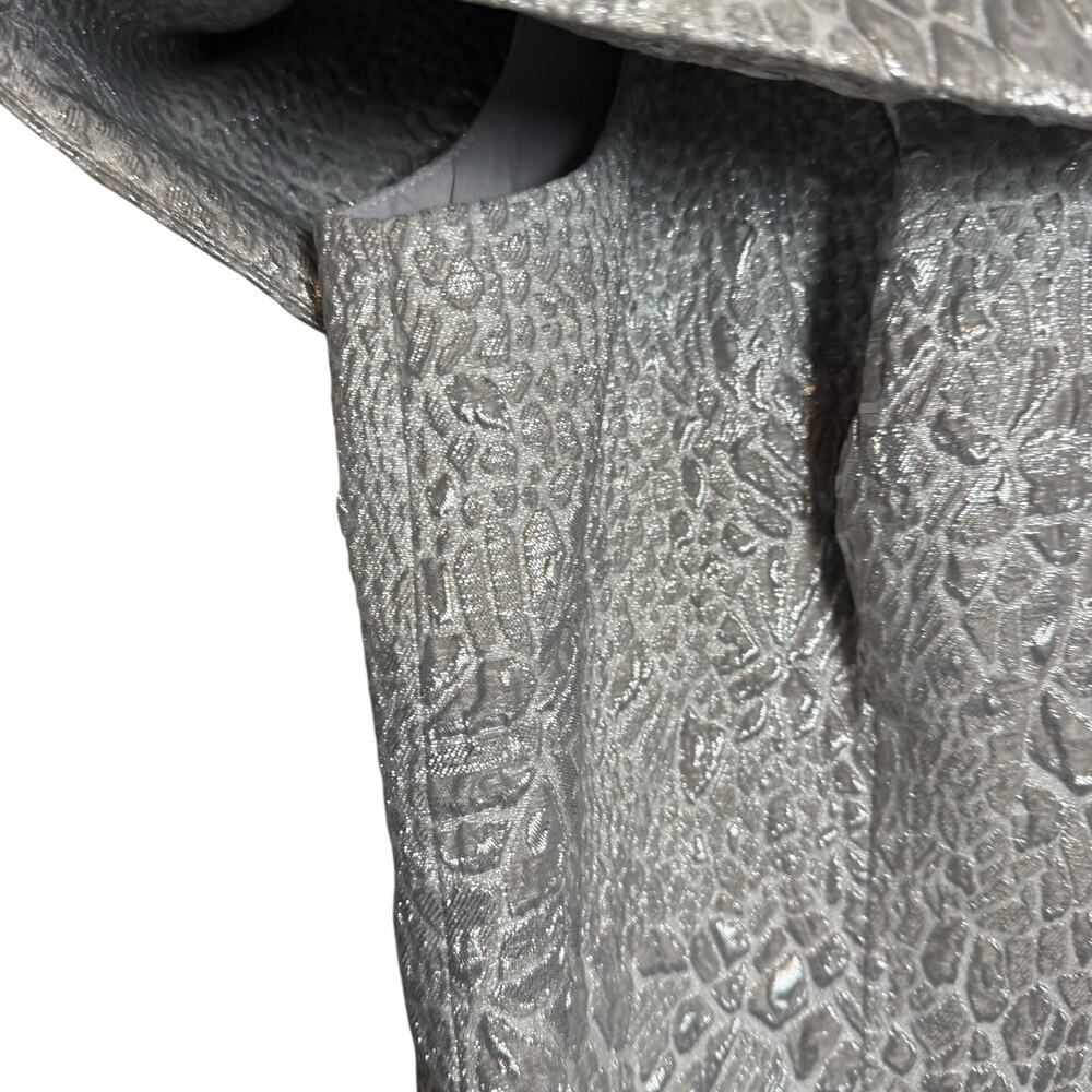 Rickie Freeman Teri Jon Silver Off Shoulder Jacquard Formal Gown 12 - Picture 6 of 10